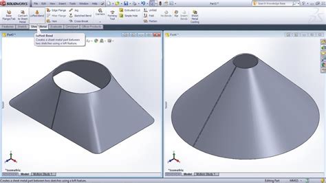 creating sheet metal parts with conical faces|solidworks sheet metal bends.